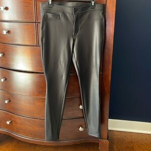 Express black leather skinny pants
